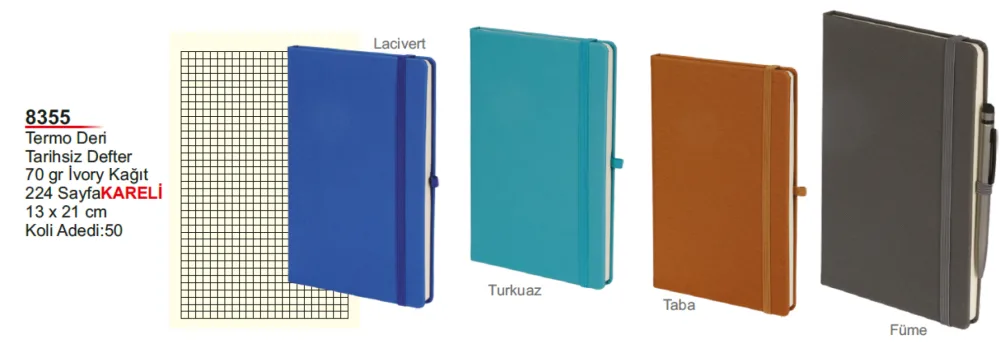 Termo Deri Tarihsiz Kareli Defter